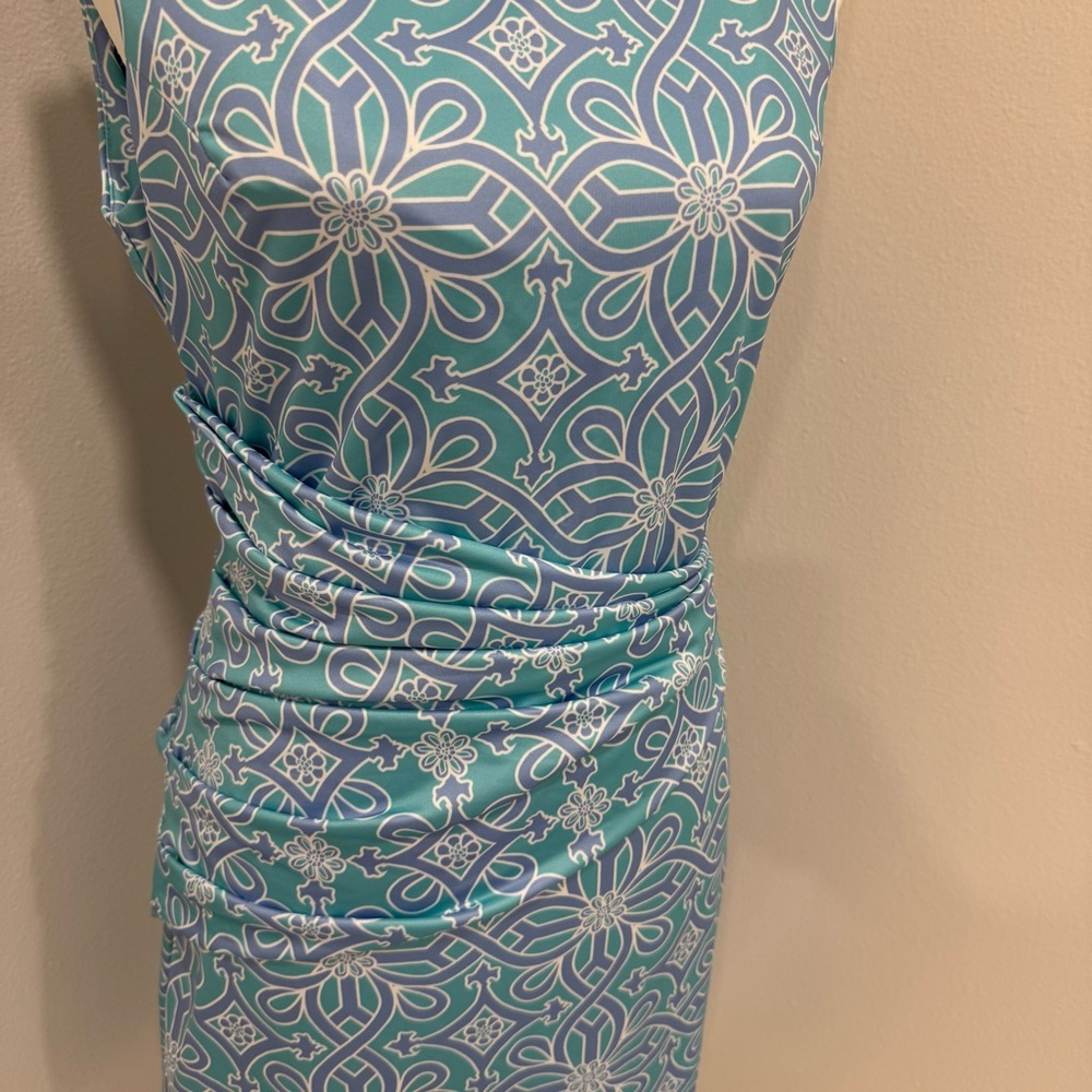Gretchen Scott Elegant Blue Patterned Sleeveless … - image 3